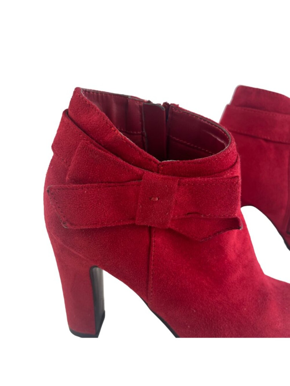 Impo Odessa Suede Ankle Booties Heels Size 6M Bow Detail Side Zipper - Picture 4 of 8